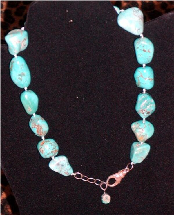 Vintage Turquoise Necklace, Genuine Turquoise Nugget Necklace