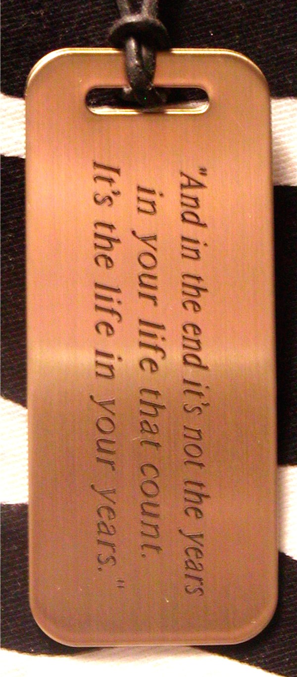 Quotation Pendant I'ts The Life In Your Years