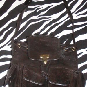 Vintage DKNY Black Leather Shoulder Bag Rucksack Purse