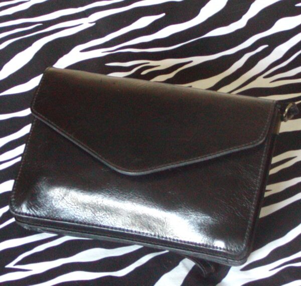Vintage Black Leather Envelope Shoulder Bag
