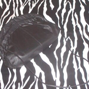 Vintage Brio Black Leather Gathered Clamshell Bag Clutch Shoulder Bag