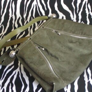 Vintage Military Green Suede Handbag