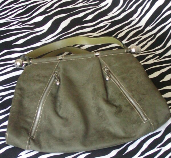 Vintage Military Green Suede Handbag
