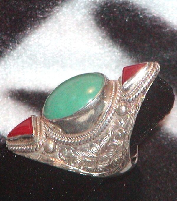 Vintage Tibetan Ring Turquoise Coral Sterling Silver