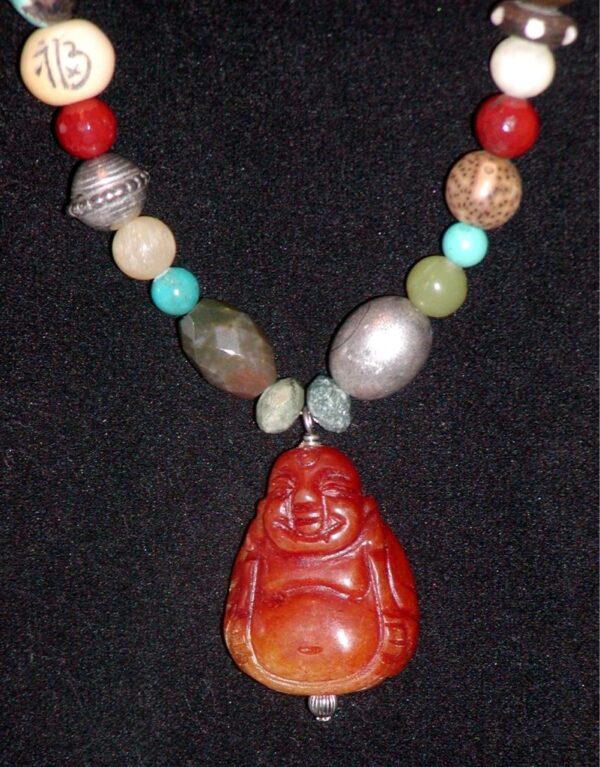 Estate Gemstone Buddha Necklace