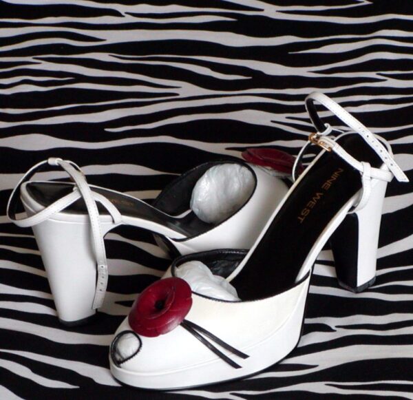 Nine West Platform White Dress Sandals With Ankle Strap