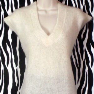 Vintage Off-White Mohair Vest Size M