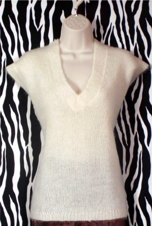 Vintage Off-White Mohair Vest Size M