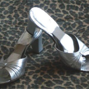 Vintage Silver Leather Slides