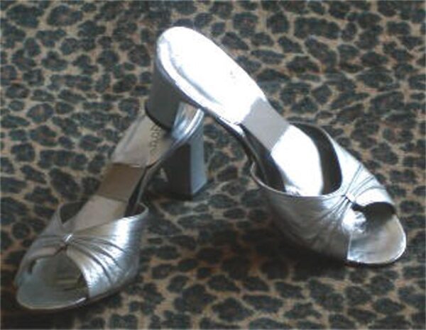 Vintage Silver Leather Slides