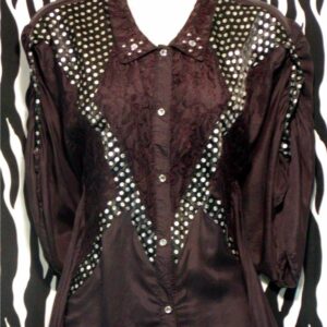 Blackish And Silver Vintage Silk Blouse