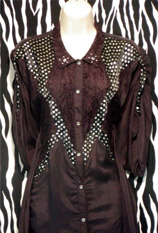 Blackish And Silver Vintage Silk Blouse