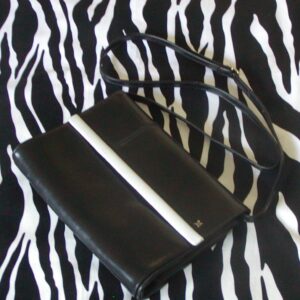 Vintage Assima Creations Black Leather Crossbody Clutch