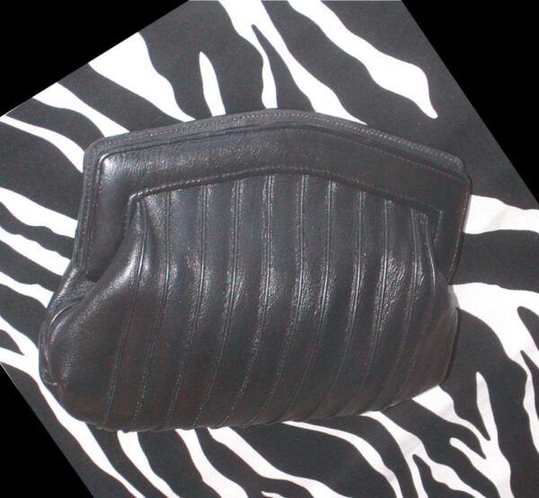 Vintage Black Leather Purse Clutch