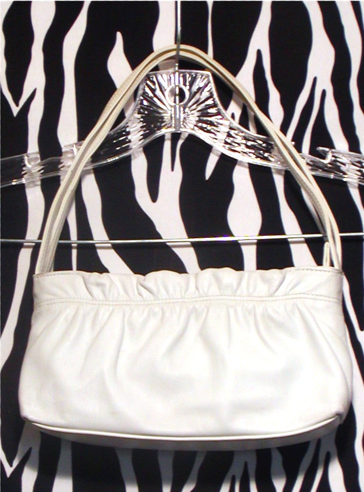 White Leather Small Giani Bernini Handbag - Vintage Designer Clothing