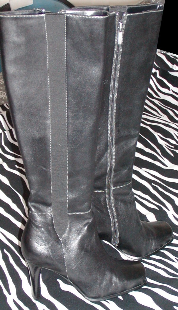 Vintage Anne Klein Tall Black Leather Boots » Vintage Designer Clothing