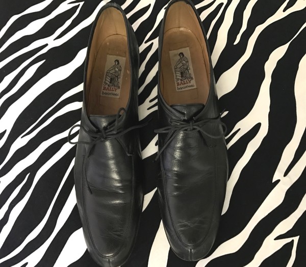 Vintage Black Leather Bally Intercontinental Men’s Oxford Lace-Up Dress Shoes