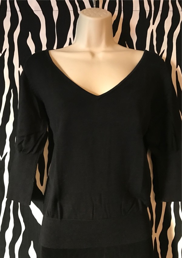 Black Silk V-Neck Sweater