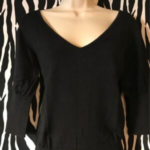 Black Silk V-Neck Sweater