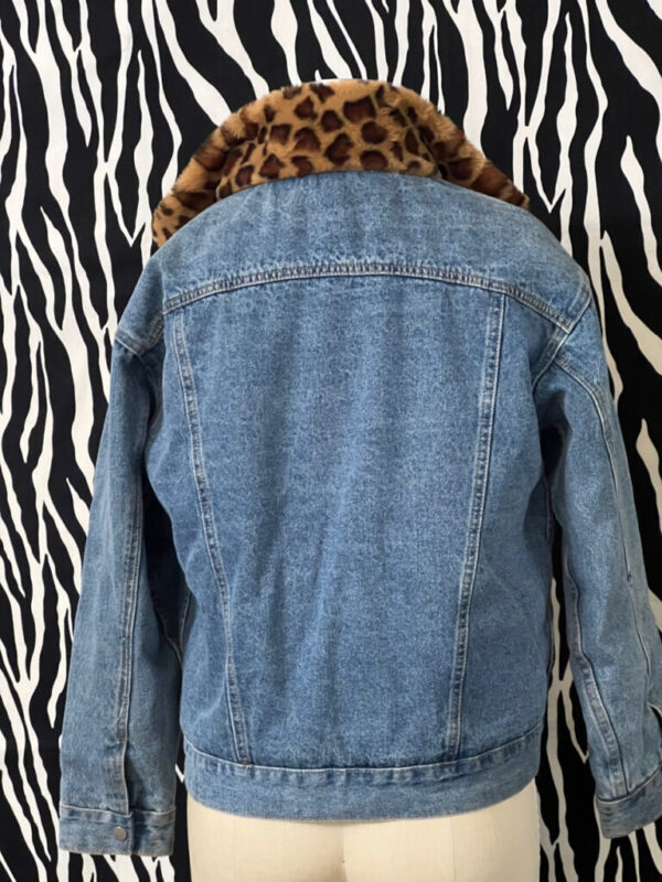 Adika Denim Jacket With Leopard Faux Fur Lining