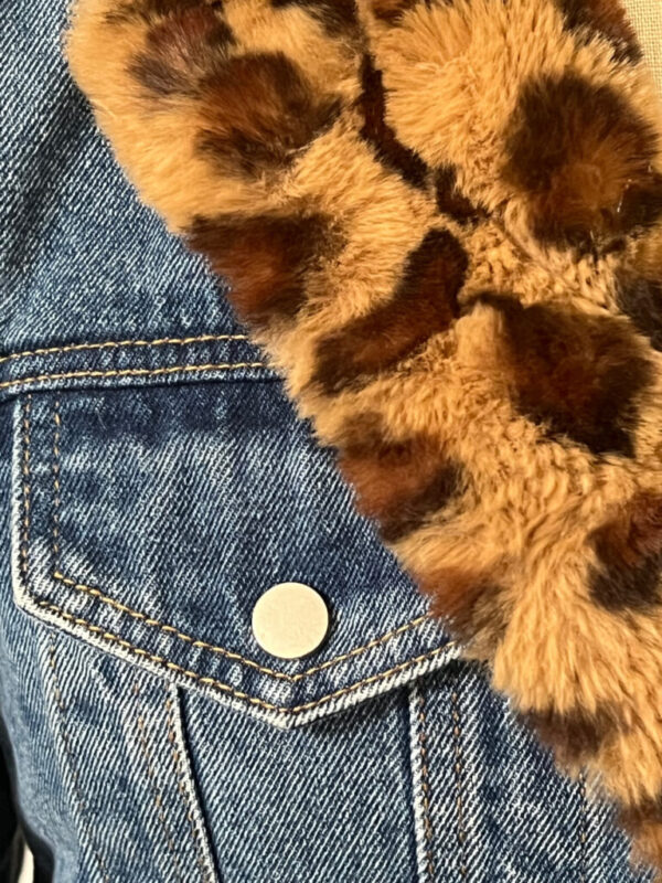 Adika Denim Jacket With Leopard Faux Fur Lining