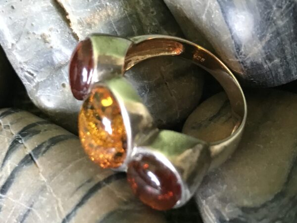 Amber And Sterling Silver Ring, Amber Ring, Sterling Silver Ring