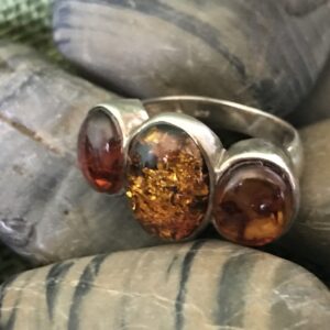 Amber And Sterling Silver Ring, Amber Ring, Sterling Silver Ring