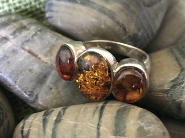 Amber And Sterling Silver Ring, Amber Ring, Sterling Silver Ring