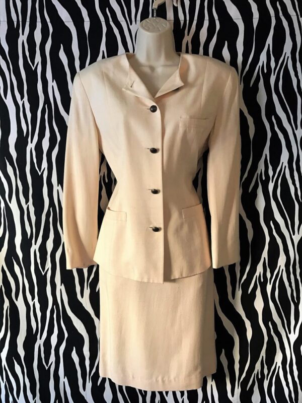 Anne Klein Skirt Suit, White Skirt Suit, Silk Skirt Suit