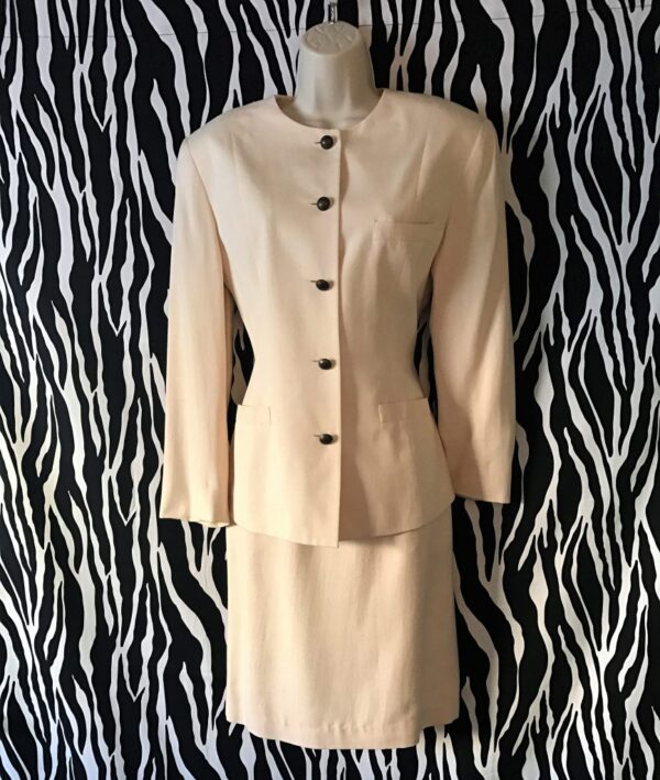 Anne Klein Skirt Suit, White Skirt Suit, Silk Skirt Suit