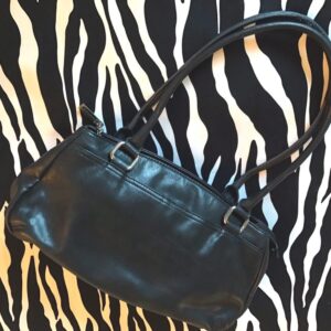 Black Leather Gianni Bernini Satchel Bag