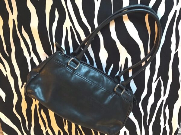 Black Leather Gianni Bernini Satchel Bag