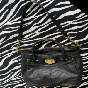 Black Leather Kelsi Dagger Handbag With Gold Hardware