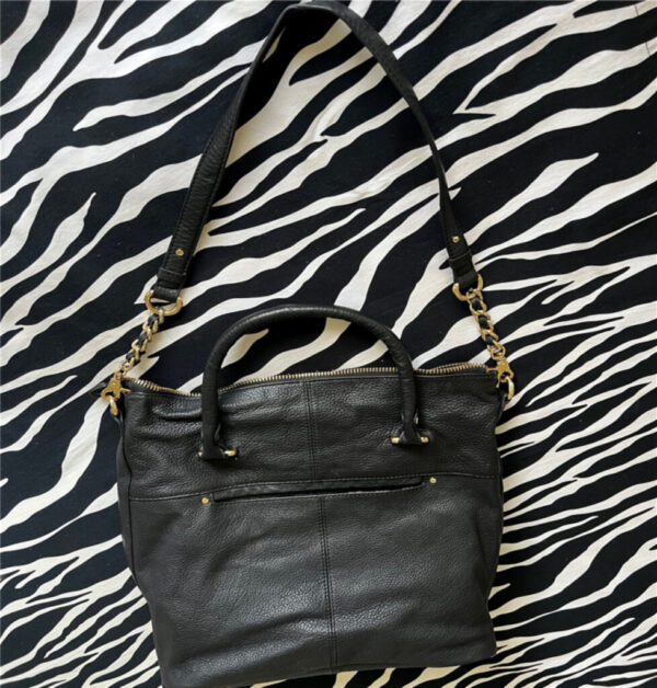 Black Leather Kelsi Dagger Handbag With Gold Hardware