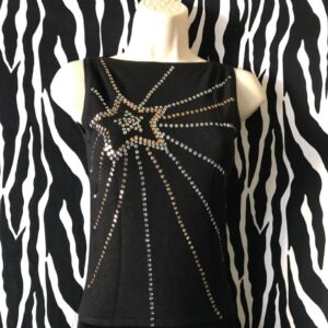 Black Sequin Top Sleeveless Boatneck Star T