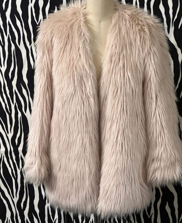 Platinum Blonde Long Hair Faux Fur Cropped Jacket