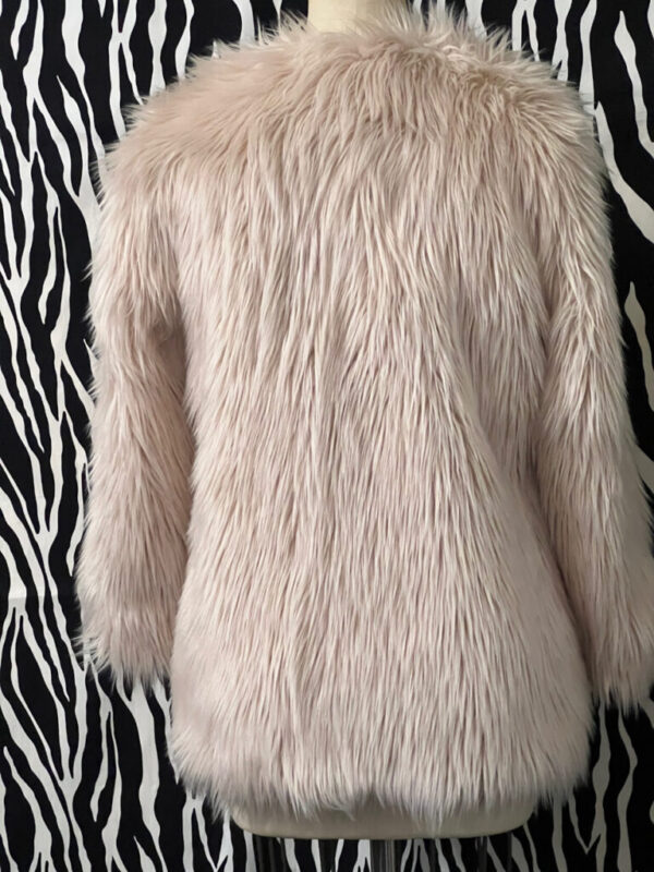 Platinum Blonde Long Hair Faux Fur Cropped Jacket