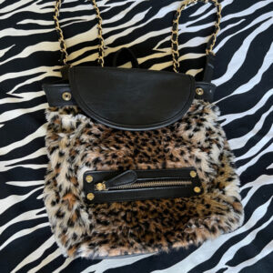 Cheetah Faux Fur Bag Backpack With Gold Hardware