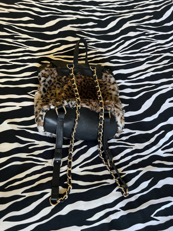 Cheetah Faux Fur Bag Backpack With Gold Hardware