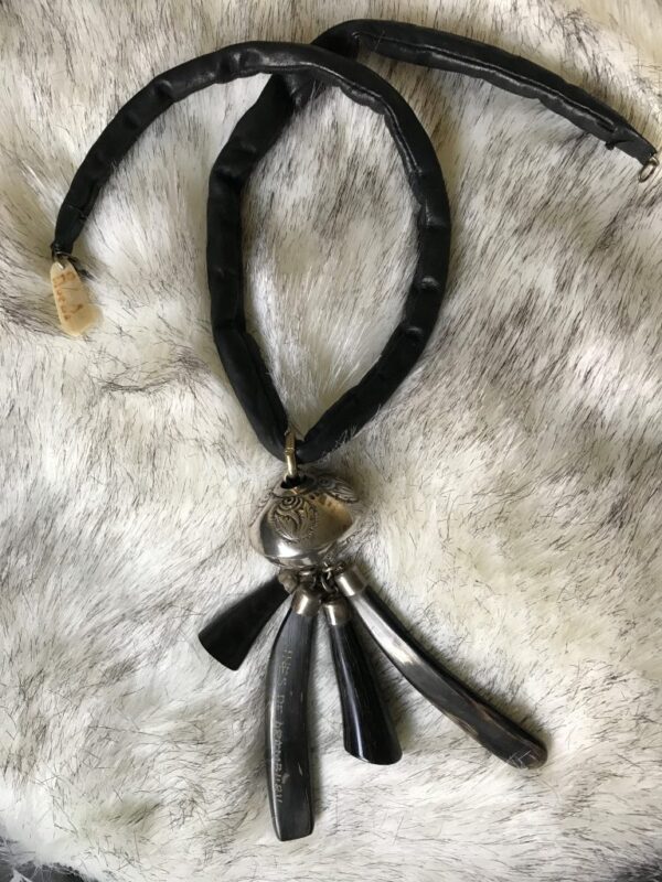 Horn Silver And Leather Necklace