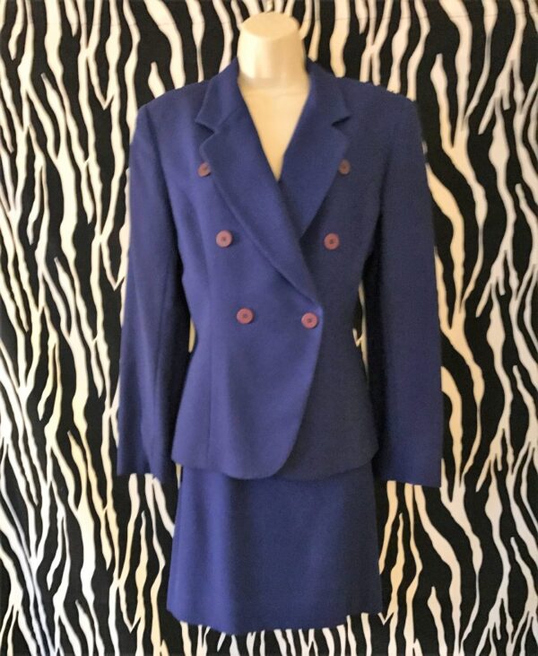 Jones New York Skirt Suit, Blue Skirt Suit, Wool Skirt Suit, Jones New York