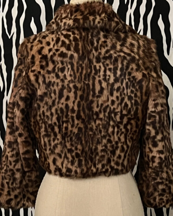 Marciano Leopard Print Fur Cropped Jacket