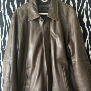 Preowned Brown Alfani Leather Bomber Jacket