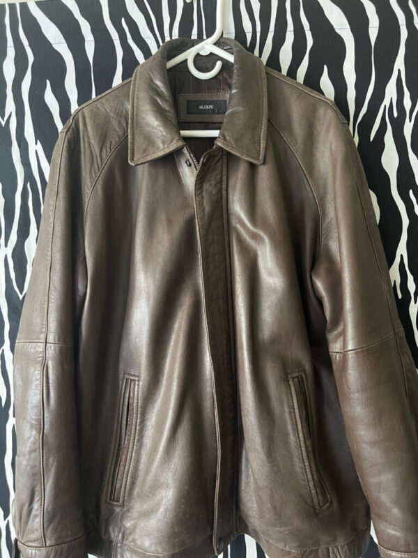 Preowned Brown Alfani Leather Bomber Jacket