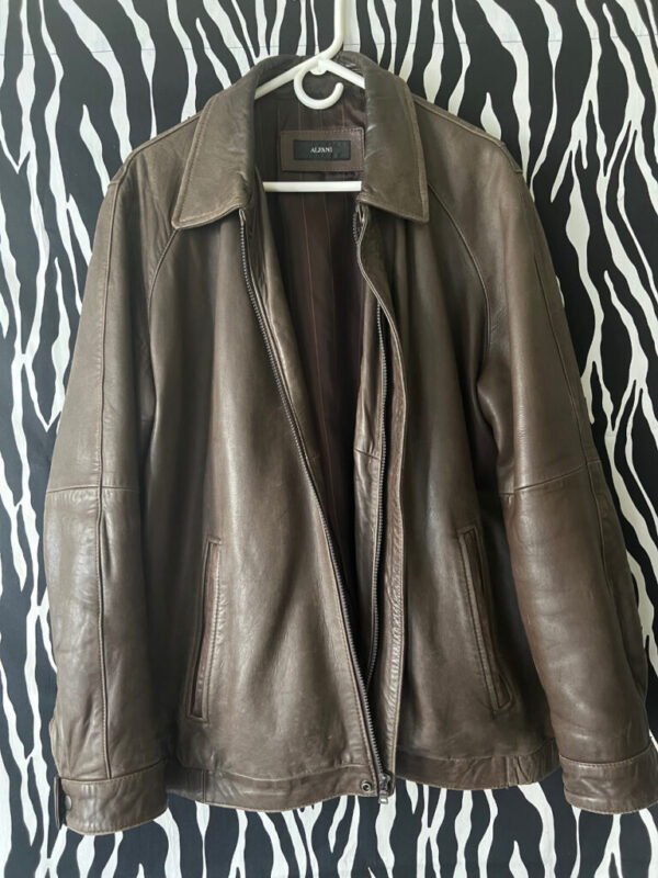 Preowned Brown Alfani Leather Bomber Jacket