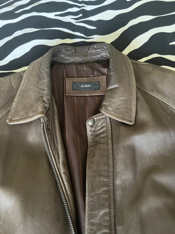 Preowned Brown Alfani Leather Bomber Jacket