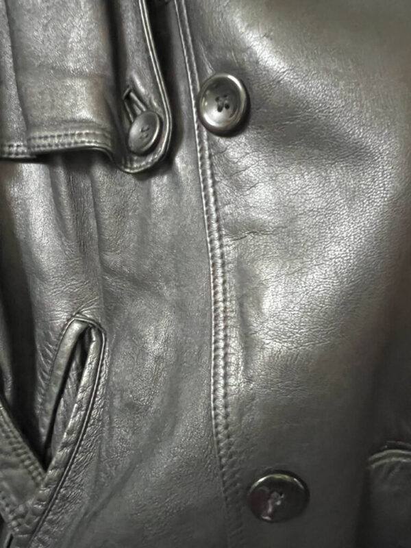 Preowned Men’s Black Leather Trench Coat