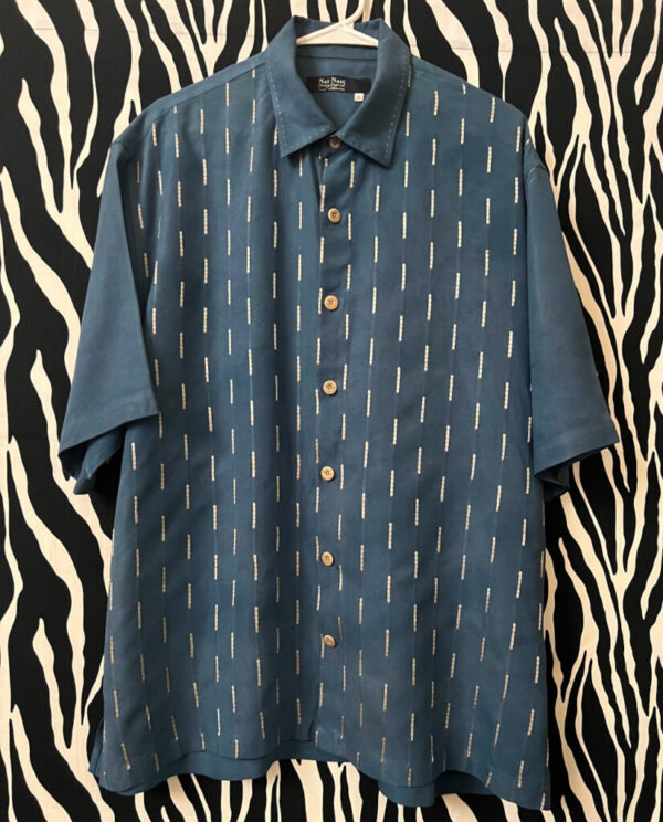 Preowned Navy Blue Short Sleeve Nat Nast Silk Shirt