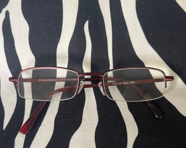 Preowned Simply Specs Burgundy Reading Glasses +2.75