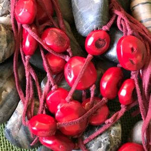 Red Boho Necklace, Kenneth Cole Necklace, Rock And Suede